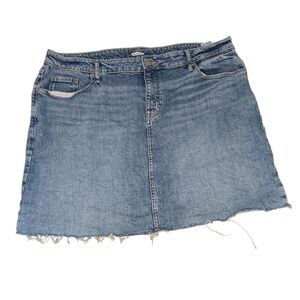 Denim Skirt PLUS 18 Old Navy Y2K Fringe Cotton Jean Mini Frayed Hem